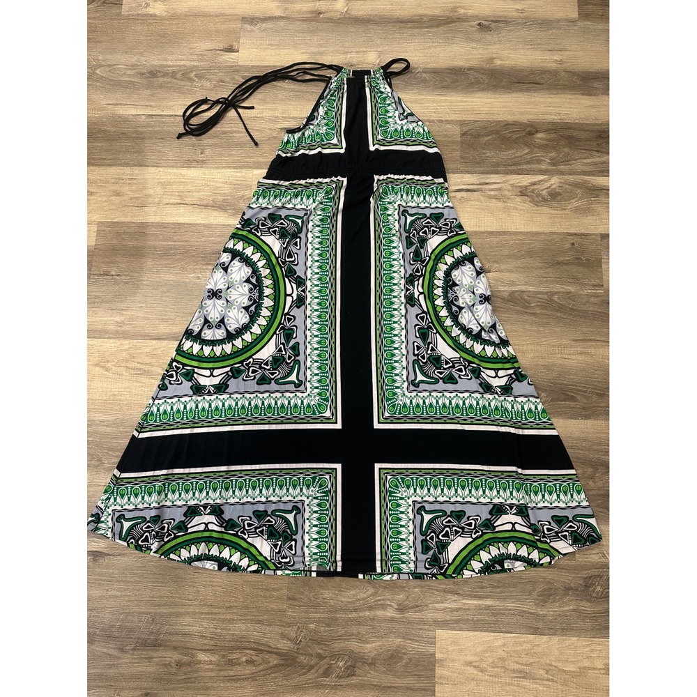 evovorro Maxi Dress‎ Geometric Print Halter Neck Resort Vacation Y2K size L (?)